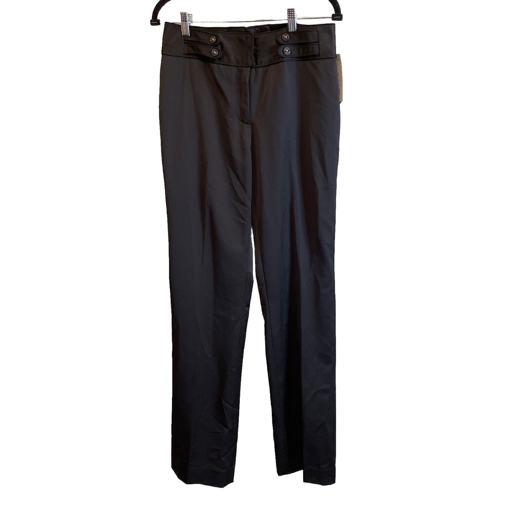 Etcetera Womens 6 Dress Pants Black Rebel Wool Blend Button Waistband Career NEW